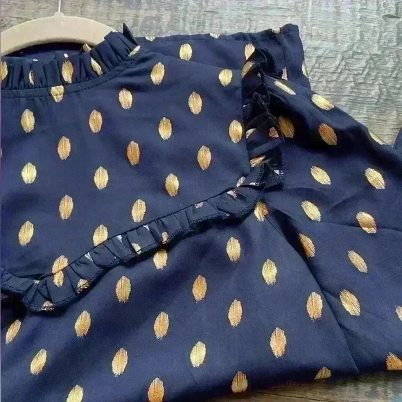 Amazon Purchase Navy Sheer Blouse with Gold Details Small - Picture 9 of 11